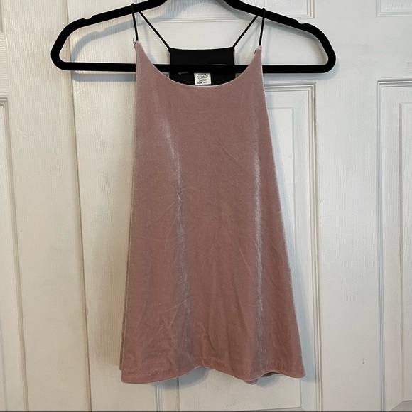 Necessary Objects Velvet Faux Pink Tank - Picture 1 of 4